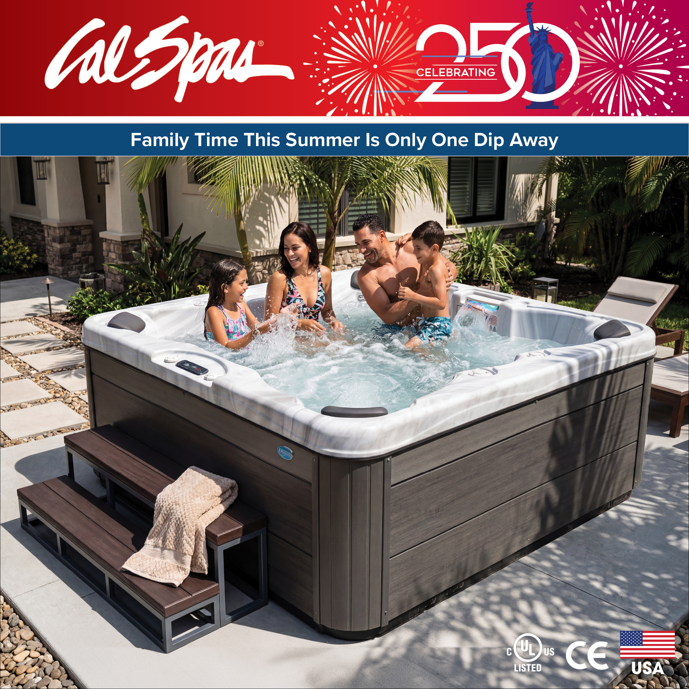 Calspas hot tub being used in a family setting - Bethlehem